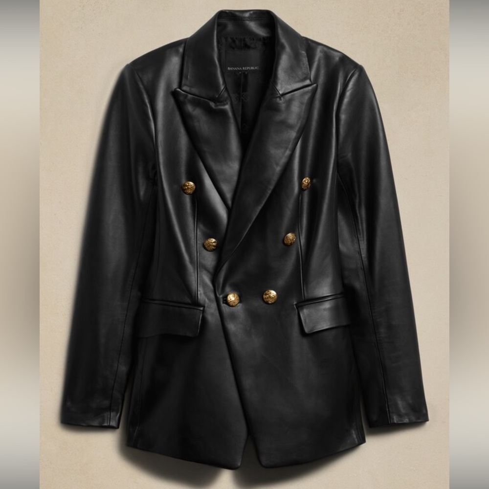NWT BR COLLECTOR’S TIMELESS PIECE GENUINE LAMB LEATHER CAPTAIN'S BLAZER SIZE 2 - Picture 5 of 16